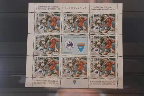 Jugoslawien 1992, Fußball-Europameisterschaft, KB, MiNr. 2542-43, postfrisch