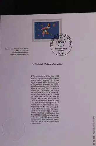 Frankreich, Ersttagsblatt, ETB, Europäischer Binnenmarkt 1992