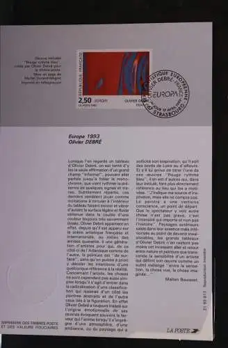 Europa Union, CEPT 1993, Frankreich; Offizielles Ersttagsblatt, ETB, 2 ETB