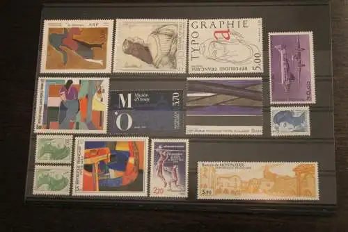 France 1986, 2525-2585; postfrisch, Frankreich Jahrgang 1986, 56 Werte; 1 Block, 2 MH, überkomplett, 5 Steckkarten