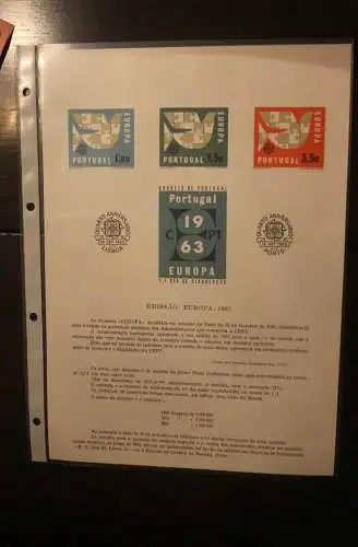 Portugal  CEPT EUROPA UNION 1963; MiNr. 948-50;  Ankündigungsblatt