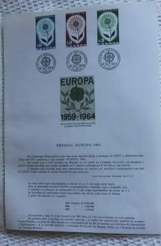 Portugal  CEPT EUROPA UNION 1964; MiNr. 963-65; Ankündigungsblatt