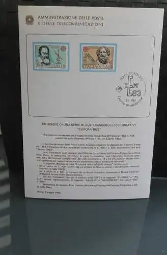 Ministerblatt Italien CEPT EUROPA UNION 1983; MiNr. 1842-43