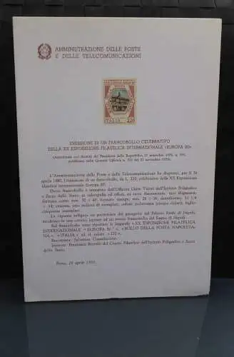 Ministerblatt Italien 1980; Philatelie-Ausstellung "Europa 80"