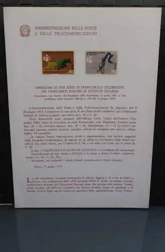 Ministerblatt Italien 1974; Leichtathletik-Europa-Meisterschaften