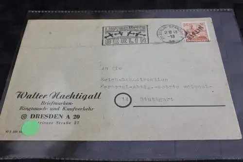 Schwarzaufdruck; MiNr. 9 auf Bedarfsbrief mit Luftbrückenstempel 10.2.48