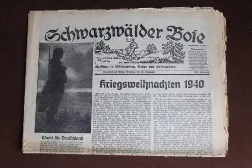 Schwarzwälder Bote; Oberndorf a. N. Weihnachten 24.12.1940; Original-Tageszeitung