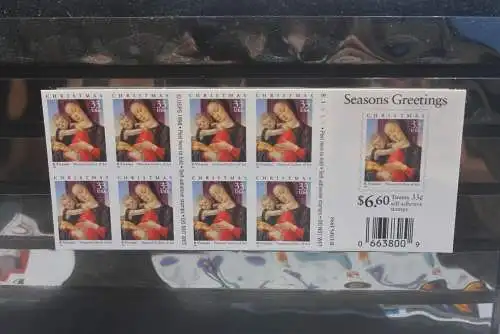 Seasons Greetings; Christmas, 20 Self adhesive  33 C. Stamps, 1999