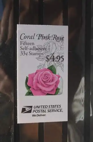 Coral Pink Rose; 15 Self-adhesive 33 C. Stamps, 1999