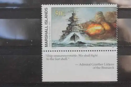 Marshall Islands; 2. Weltkrieg - Serie; WK II -Series 1990; Sinking of the Bismarck, ungebraucht