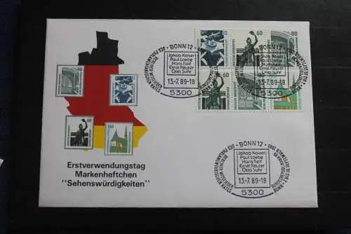 Sehenswürdigkeiten 1989, ZD aus H.-Blatt 31 und 35 auf FDC; W87; W91