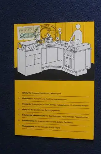 Informationskarte der POST zur Einführung der Schalter-Terminals (ATM-Klüssendorf), 1984