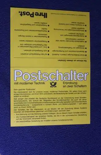 Informationskarte der POST zur Einführung der Schalter-Terminals (ATM-Klüssendorf), 1984