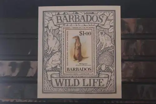 Barbados; Blockausgabe Wildlife: Mungo, ungebraucht