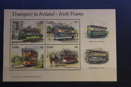 Straßenbahnen, Trams, Irland, Blockausgabe, 1987, ungebraucht