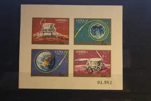 Luna-17; Lunohod-1; Ungarn, Blockausgabe, 1971, ungezähnt, ungebraucht