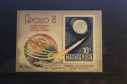 Apollo-8; Ungarn, Blockausgabe, 1968, ungezähnt, ungebraucht