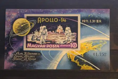 Apollo-14, Ungarn; Blockausgabe, 1971, ungezähnt, ungebraucht