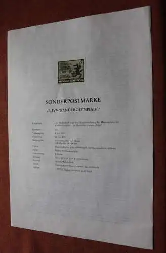 7. IVV-Wanderolympiade; Österreich, Amtl. Schwarzdruck auf Erläuterungsblatt,; 22. Juni 2001