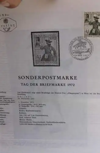 Tag der Briefmarke 1972; Legende, Erläuterungsblatt, Ankündigungsblatt, Ersttagsblatt; 1. Dez. 1972