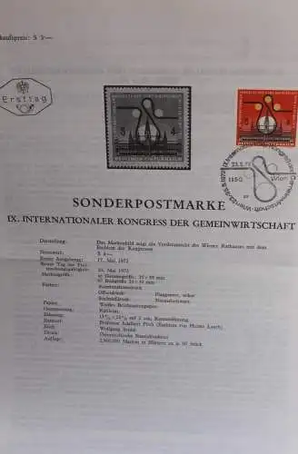 Int. Kongress der Gemeinwirtschaft; Legende, Erläuterungsblatt, Ankündigungsblatt, Ersttagsblatt; 23. Mai 1972
