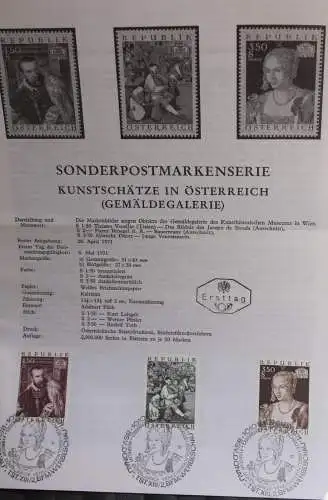 Kunstschätze in Österreich: Gemälde; Legende, Erläuterungsblatt, Ankündigungsblatt, Ersttagsblatt; 6. Mai 1971