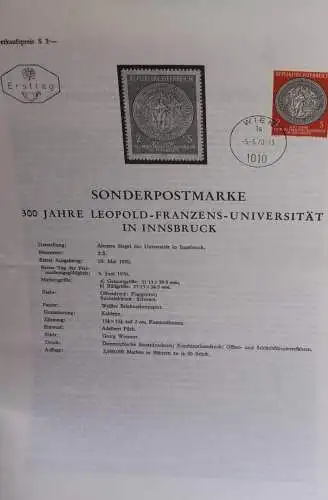 300 Jahre Leopold-Franzens-Universität; Legende; Erläuterungsblatt, Abhandlung; ETB; 5. Juni 1970