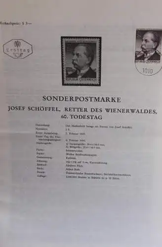 Josef Schöffel, Retter des Wienerwaldes; Legende; Erläuterungsblatt, Abhandlung; ETB; 6. Febr. 1970