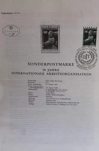 50 Jahre Int. Arbeitsorganisation; Legende; Erläuterungsblatt, Abhandlung; ETB; 18. Aug. 1969