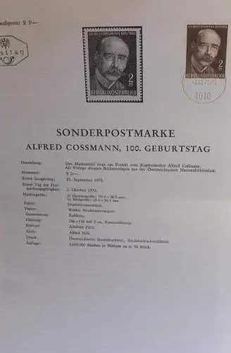 Alfred Cossmann; Legende; Erläuterungsblatt, Abhandlung; ETB; 2. Okt. 1970