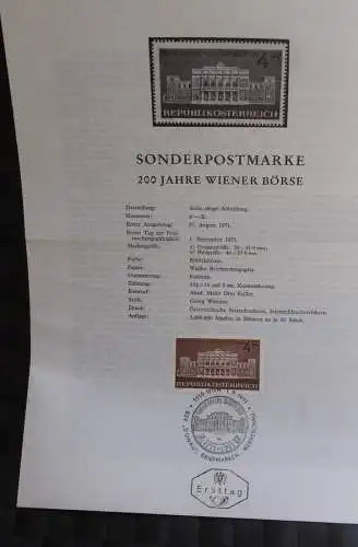 200 Jahre Wiener Börse; Legende; Erläuterungsblatt, Abhandlung; ETB; 1. Sept. 1971