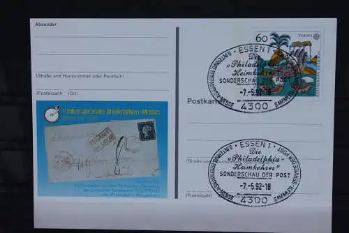 Sonderpostkarte: Int. Briefmarken-Messe Essen 1992; PSo27; Ersttags-Sonderstempel Essen