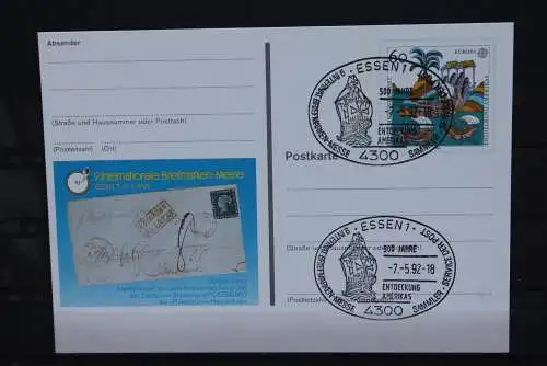 Sonderpostkarte: Int. Briefmarken-Messe Essen 1992; PSo27; Ersttags-Sonderstempel Essen