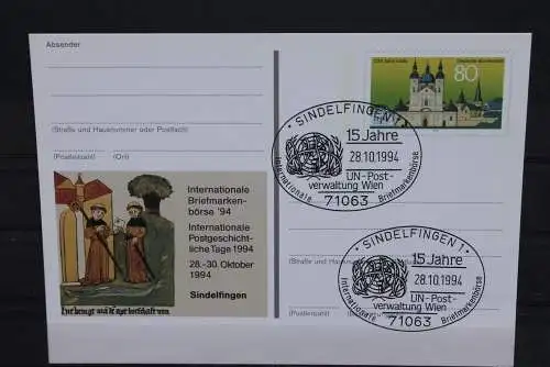 Sonderpostkarte: Int. Briefmarkenbörse Sindelfingen 1994; PSo36; Sonderstempel Sindelfingen