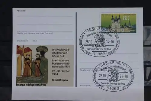 Sonderpostkarte: Int. Briefmarkenbörse Sindelfingen 1994; PSo36; Sonderstempel Sindelfingen