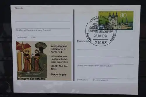 Sonderpostkarte: Int. Briefmarkenbörse Sindelfingen 1994; PSo36; Sonderstempel Sindelfingen