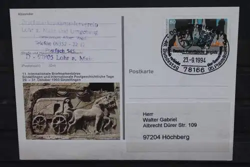 Sonderpostkarte: Int. Briefmarkenbörse Sindelfingen 1993; PSo32