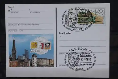 Sonderpostkarte: Int. Briefmarken-Ausstellung der Jugend Düsseldorf 1990; PSo22,Ersttags-Stempel Düsseldorf