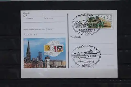 Sonderpostkarte: Int. Briefmarken-Ausstellung der Jugend Düsseldorf 1990; PSo22,Sonderstempel Düsseldorf