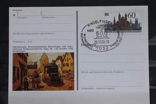 Sonderpostkarte: Int. Briefmarkenbörse Sindelfingen  1990; PSo23,Sonderstempel Sindelfingen