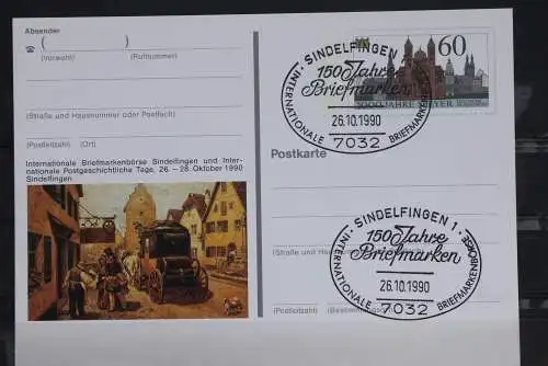 Sonderpostkarte: Int. Briefmarkenbörse Sindelfingen  1990; PSo23,Sonderstempel Sindelfingen