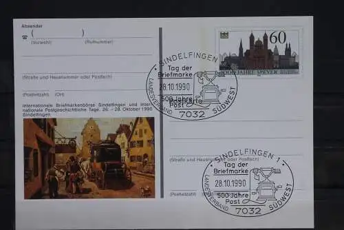 Sonderpostkarte: Int. Briefmarkenbörse Sindelfingen  1990; PSo23,Sonderstempel Sindelfingen