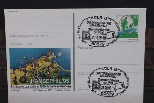 Sonderpostkarte: HANSEPHIL 95; PSo38, Sonderstempel Köln