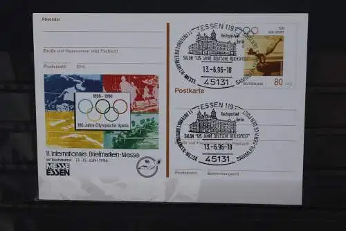 Sonderpostkarte: Int.Briefmarken-Messe Essen 1996; PSo42; Ersttags-Sonderstempel Essen