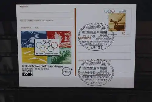Sonderpostkarte: Int.Briefmarken-Messe Essen 1996; PSo42; Ersttags-Sonderstempel Essen