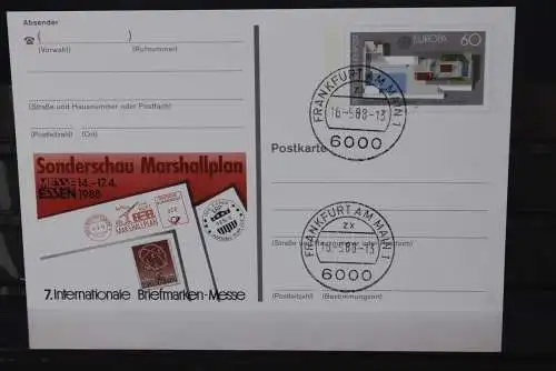 Sonderpostkarte Int. Briefmarken-Messe Essen 1988; PSo16; Tagesstempel (handabgeschlagen)  Frankfurt