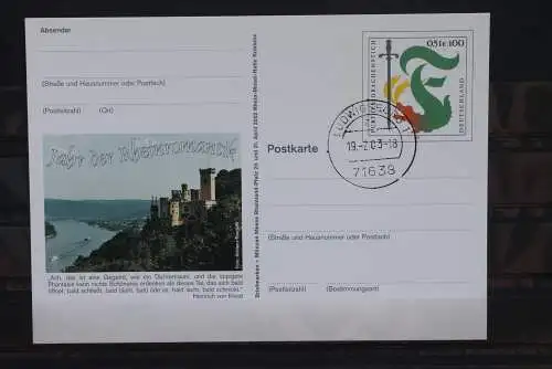 Sonderpostkarte: Messe Rheinland-Pfalz 2002; PSo79; Tagesstempel Ludwigsburg