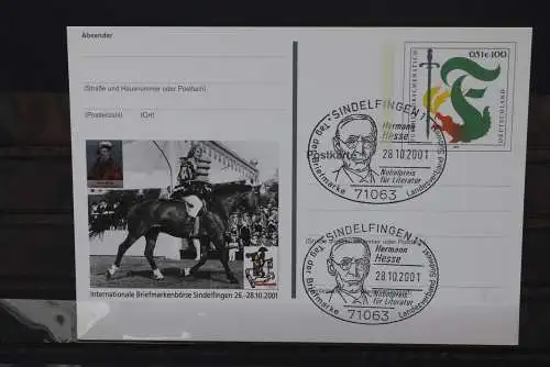 Sonderpostkarte: Int. Briefmarkenbörse Sindelfingen 2001; PSo78; Sonderstempel Sindelfingen