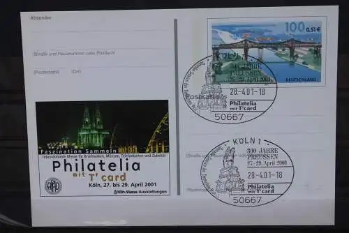 Sonderpostkarte: Philatelia 2001 Köln; PSo76; Sonderstempel Köln