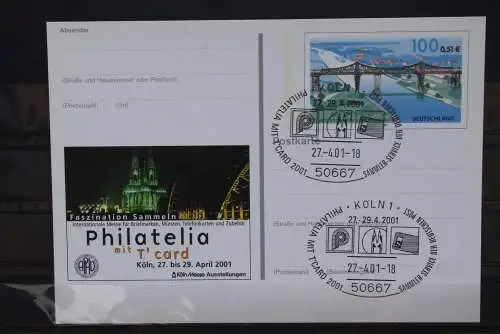 Sonderpostkarte: Philatelia 2001 Köln; PSo76; Sonderstempel Köln